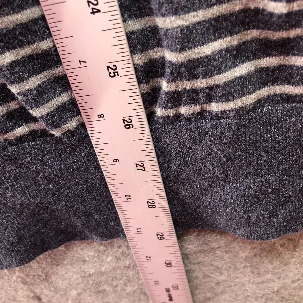 Banana Republic Cotton Sweater Mens XL Gray‎ Yellow Crewneck Striped Lightweight